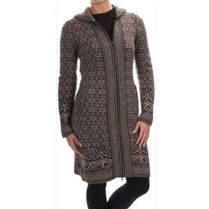 Telluride Long Cardigan Duster Sweater - Full Zip Cotton Wool W/ Hood